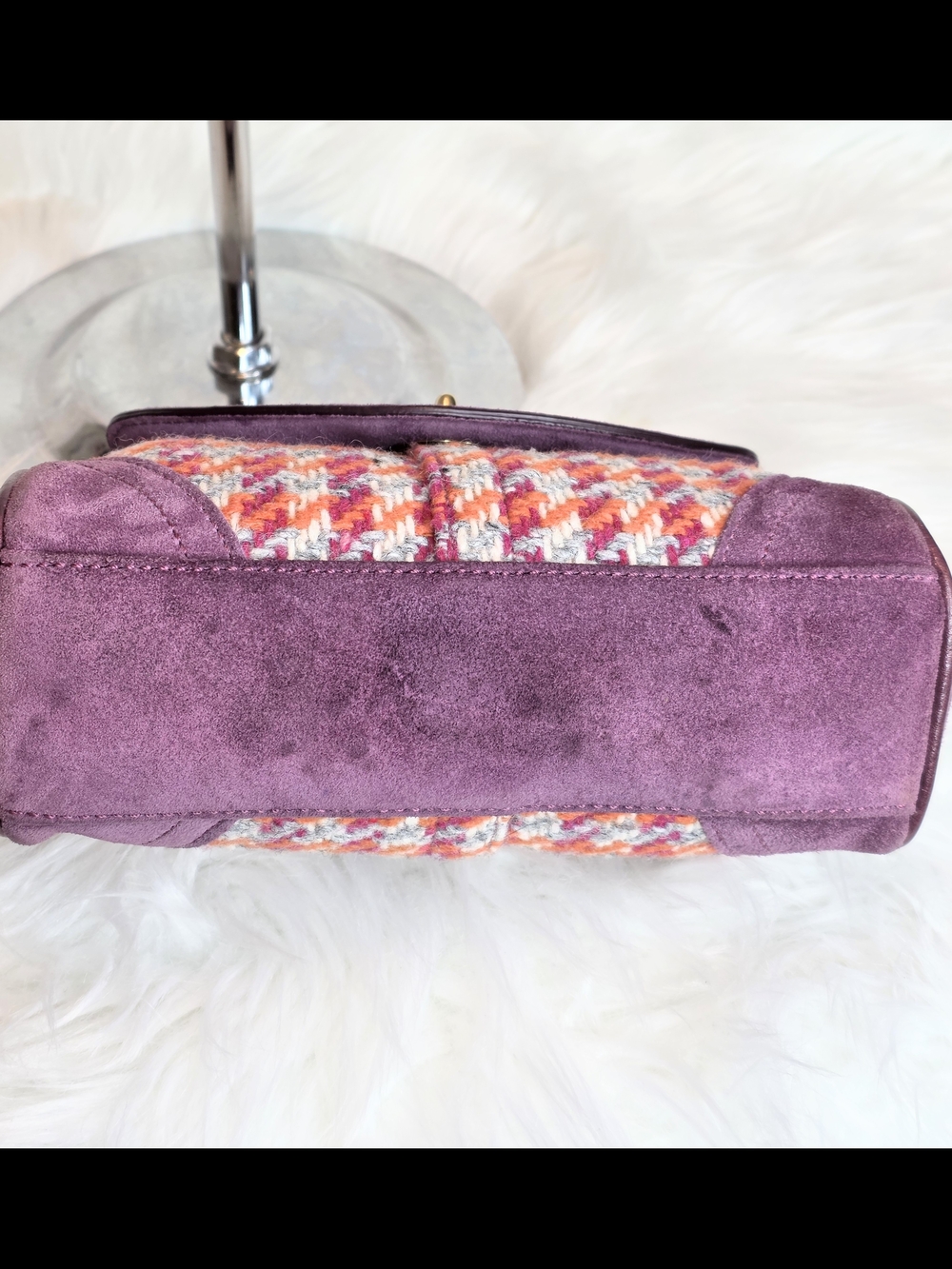 Coach Vintage Y2K Houndstooth Tweed & Suede Kisslock Mini Bag "2005"No E05J-8F45 - Picture 8 of 9